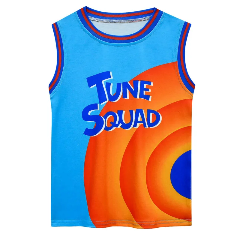 Boys Girls Space Jam 2 Jersey Clothes Jamed Tune Squad Basketball Cosplay Vest Shorts Tracksuit Uniform Sports Suit Kids Clothes