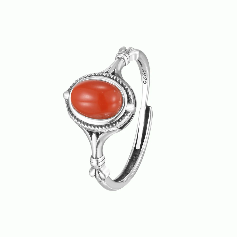 Natural Mineral Red Agate Women\'s Ring s925 Pure Silver Ring Wedding Fashion Boutique Jewelry Accessories Birthday Gift