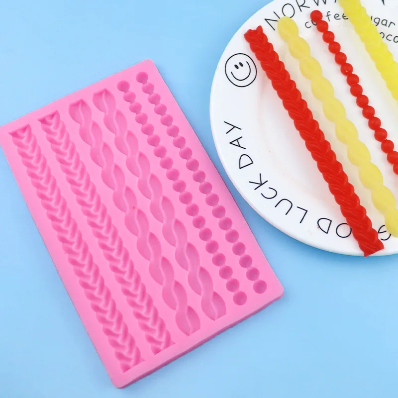 Pearl Braided Belt Chain Fondant Silicone Mold, Drop Mould XGY-375