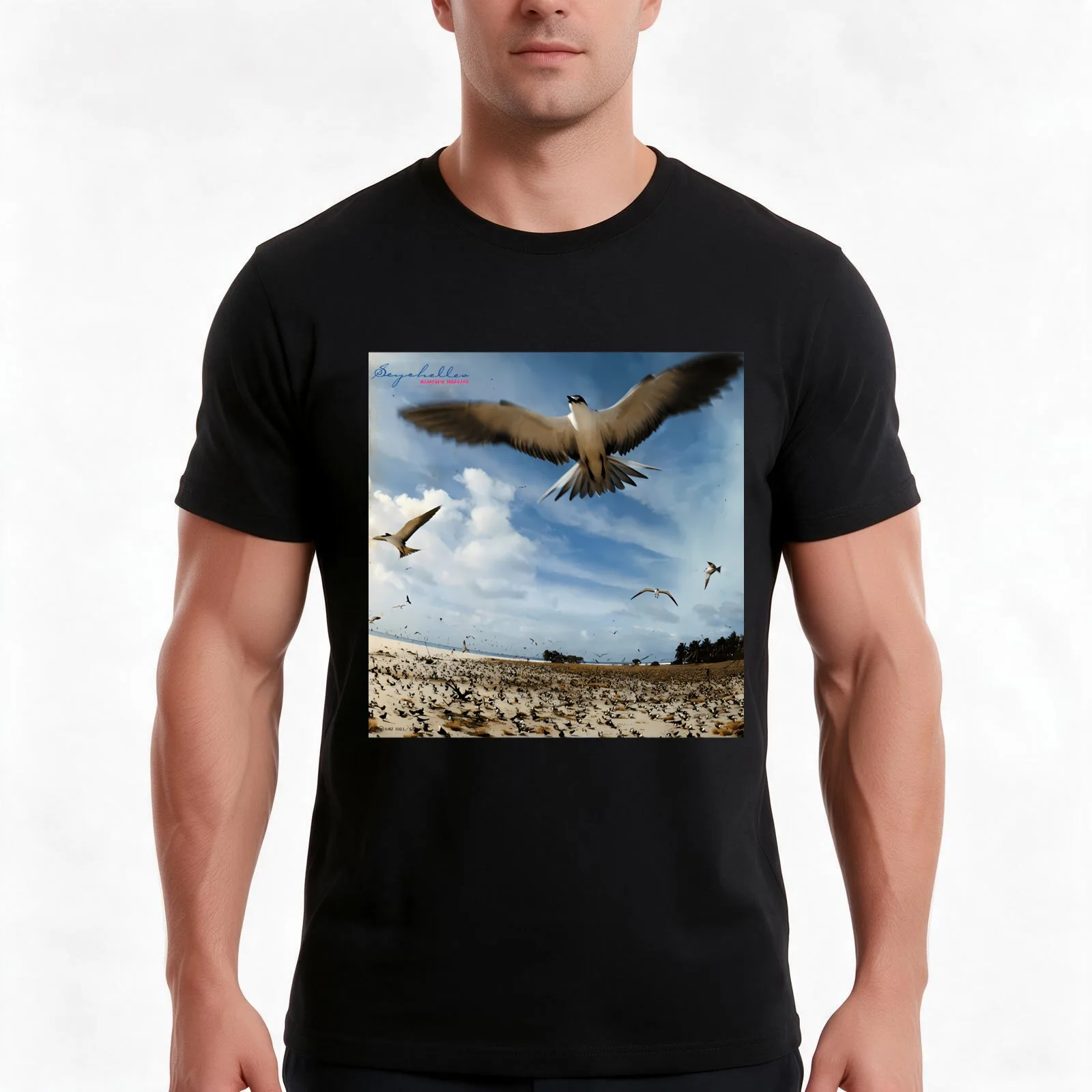 Masayoshi Takanaka - Seychelles T-Shirt, Summer Casual Cotton Tee, Oversized Streetwear Tops, Vintage Graphic Print, 100% Cotton