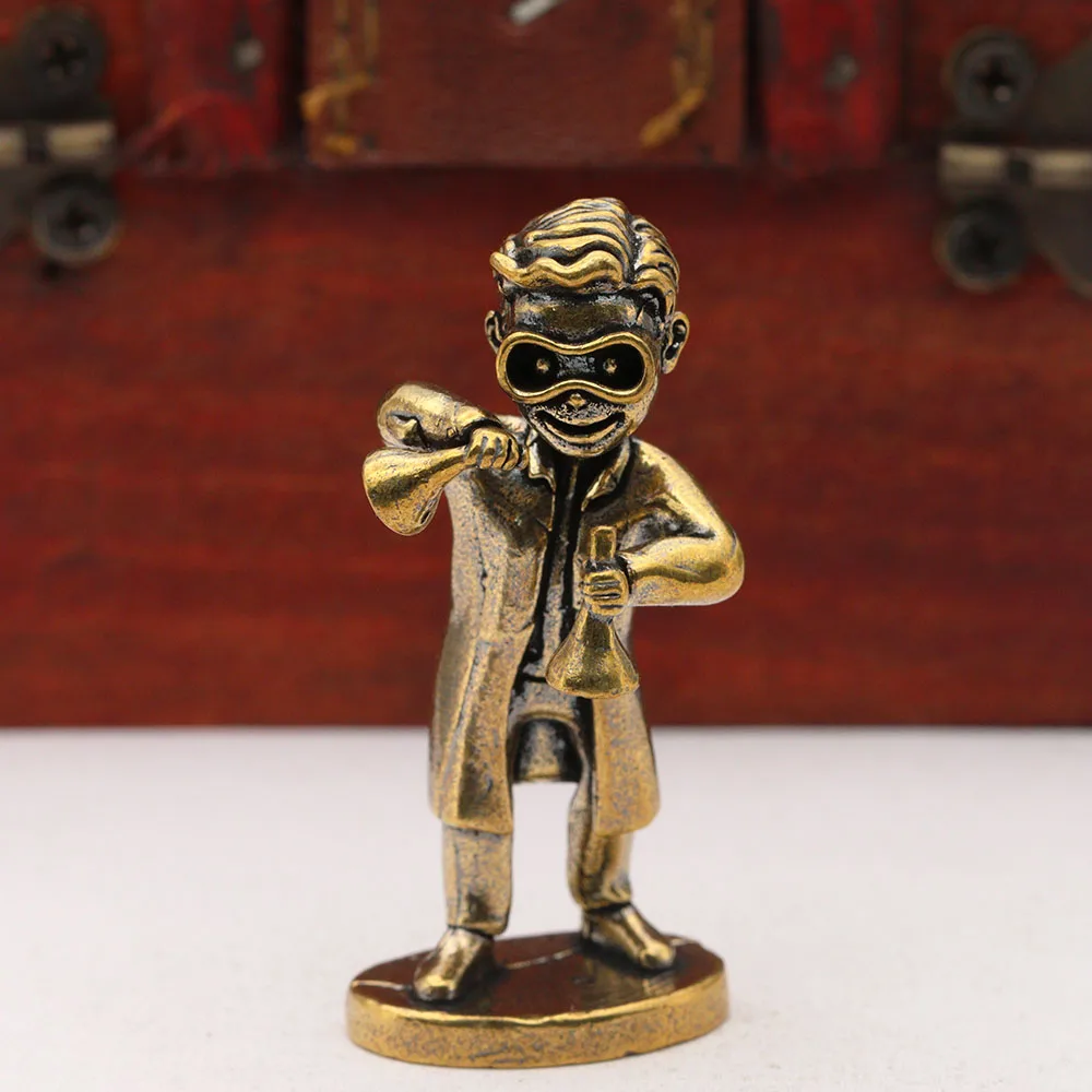 Brass Scientist Figures Miniatures Desktop Ornaments Retro Metal Character Model Crafts Figurines Home Decorations Accessories