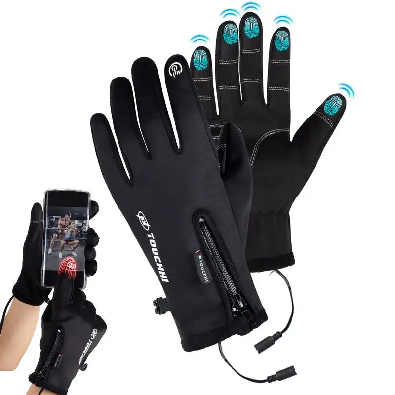 USB Touch Screen Gloves Winter Warm Electric Heated Gloves Motorcycle bike Heating Gloves for Cycling Running Hiking Walking