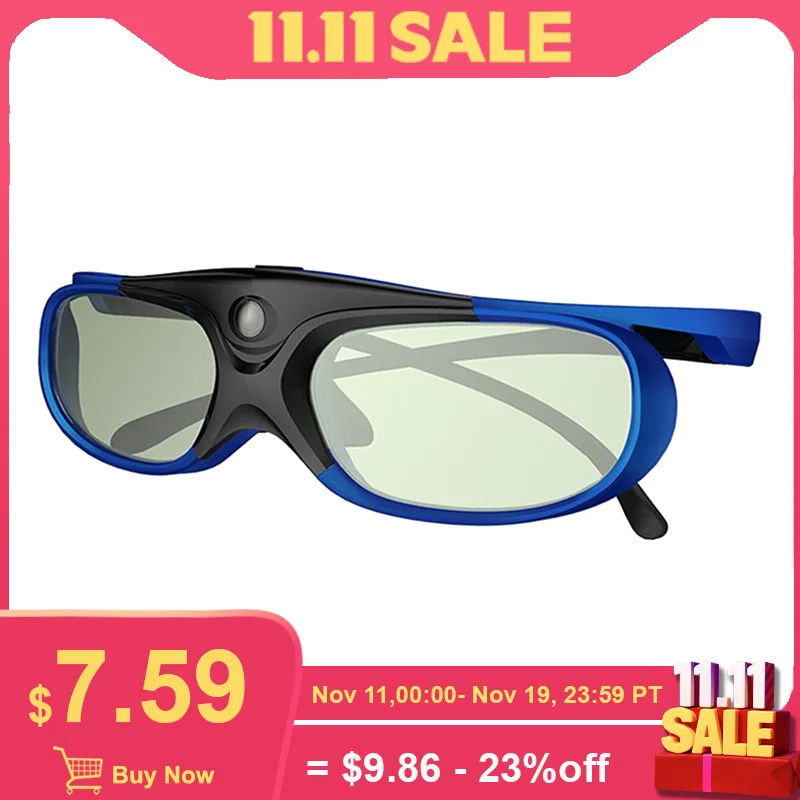 

3D Glasses Black/Blue Frame Active Shutter Eyewear Cinema Projector Home Theater USB Rechargeable Movie Glasses 3D Vision
