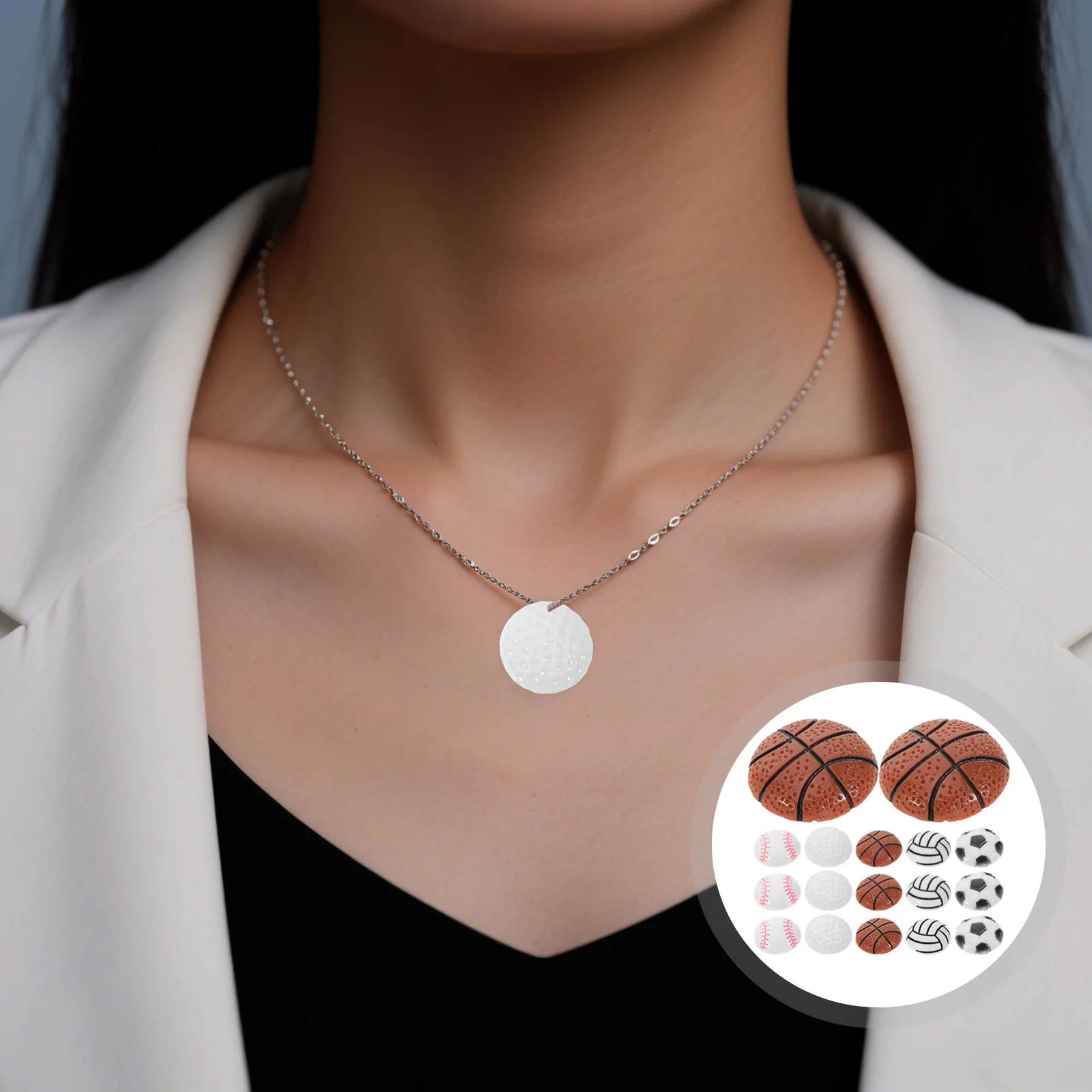 

40pcs Sports Resin Charms Flatback Mini Ball Themes For Diy Jewelry Craft Making Birthday Party Favor Bulk Loose Beads