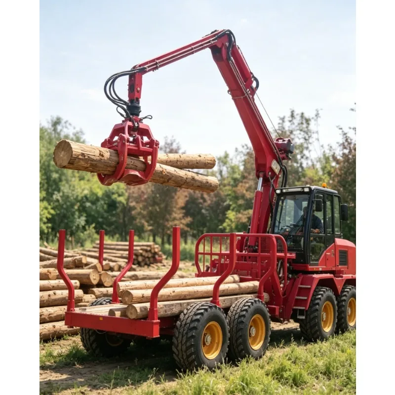 

Factory Exported Log Trailer with Crane Timber Loader Timber Trailer with Crane Loader Loading Trailer with Hydraulic Grapple