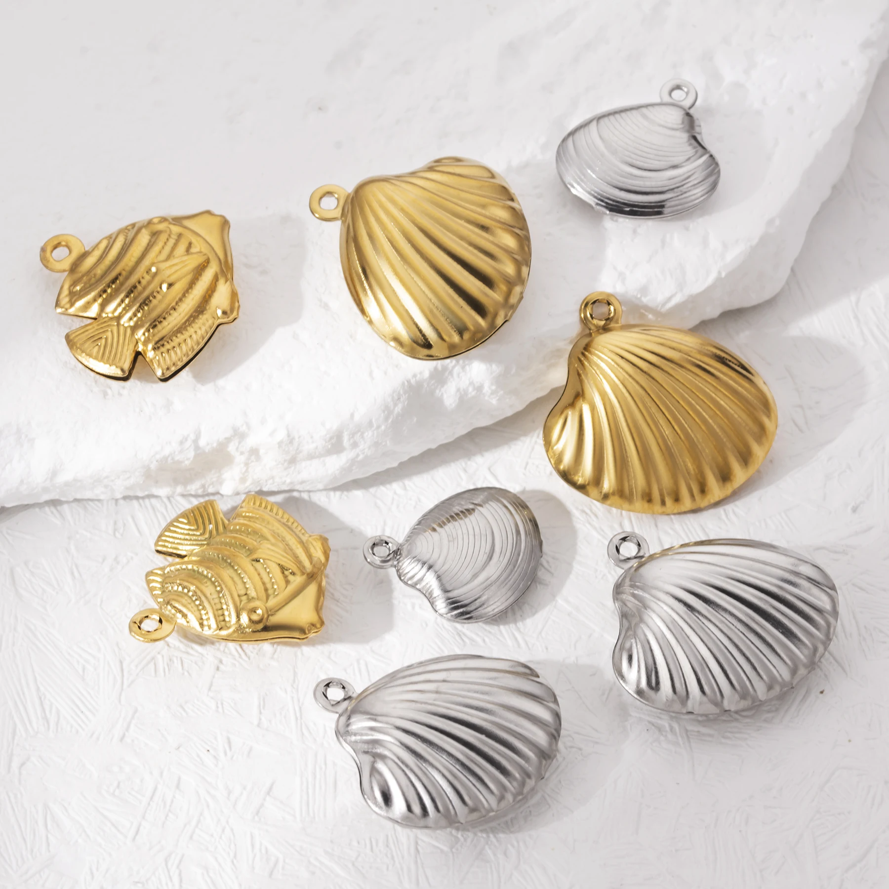 20 Stück/Set Edelstahl Hohlschalen-Fisch-Anhänger Meeres-Tier-Anhänger für DIY-Schmuckherstellung – Detail 5