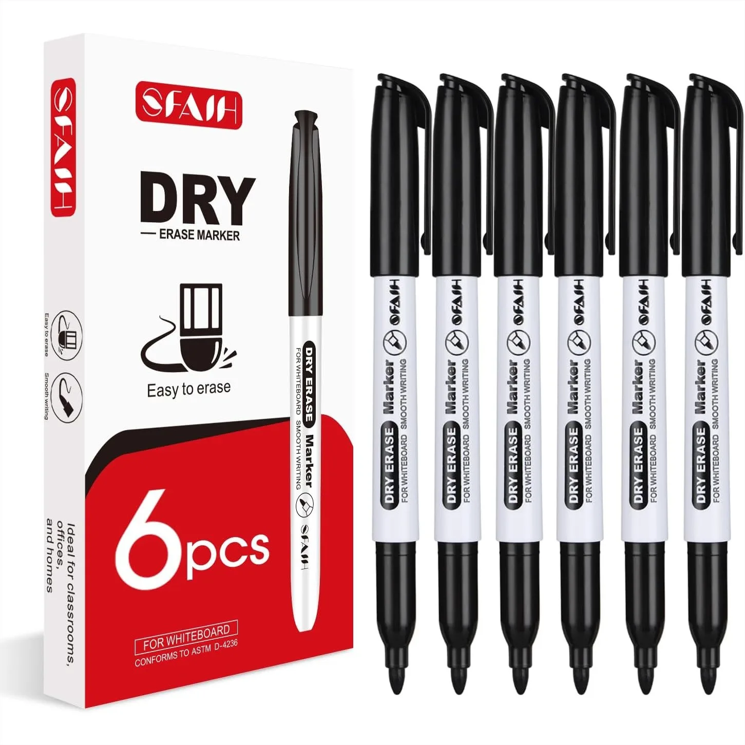 

Dry Erase Markers Fine Tip - 6 Pack Low Odor Whiteboard Markers for Home Office, Task Lists, Calendars