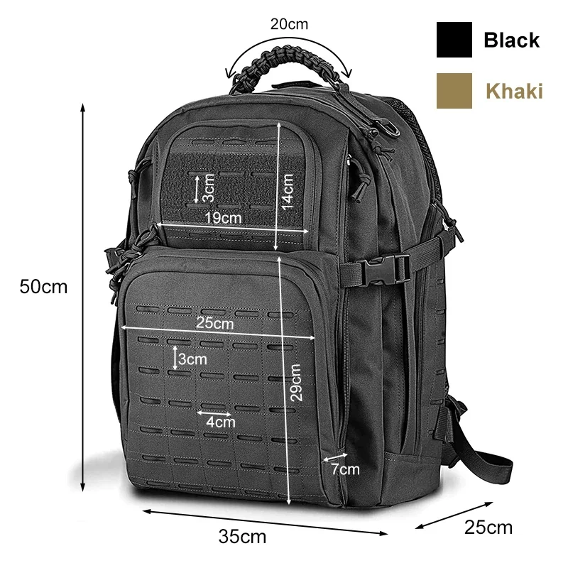 Outdoor Backpack 3P Tactical Pack for Men Work Hunting Accessories Camping Army Molle Assault Bag Utility EDC Outdoor Bag 45L