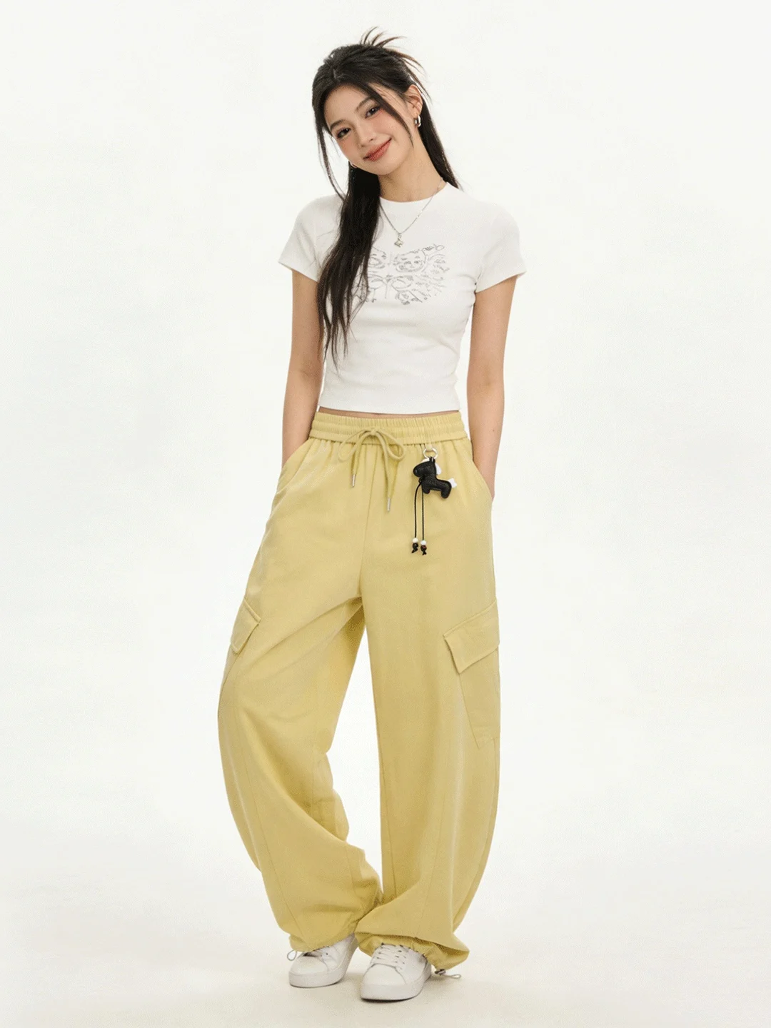 

Retro Casual High Waist Loose Fit Comfortable Skin-friendly Work Pants Korean Sle Spring New Arrival Ladies Faion