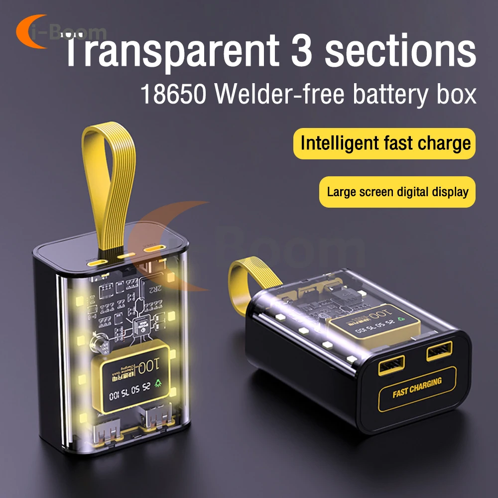 Diy Mobile Power Battery Box sem Caixa de Bateria de Solda Capacidade de Exibição Micro Mais Tipo-c Interface 10w 18650 Pcs