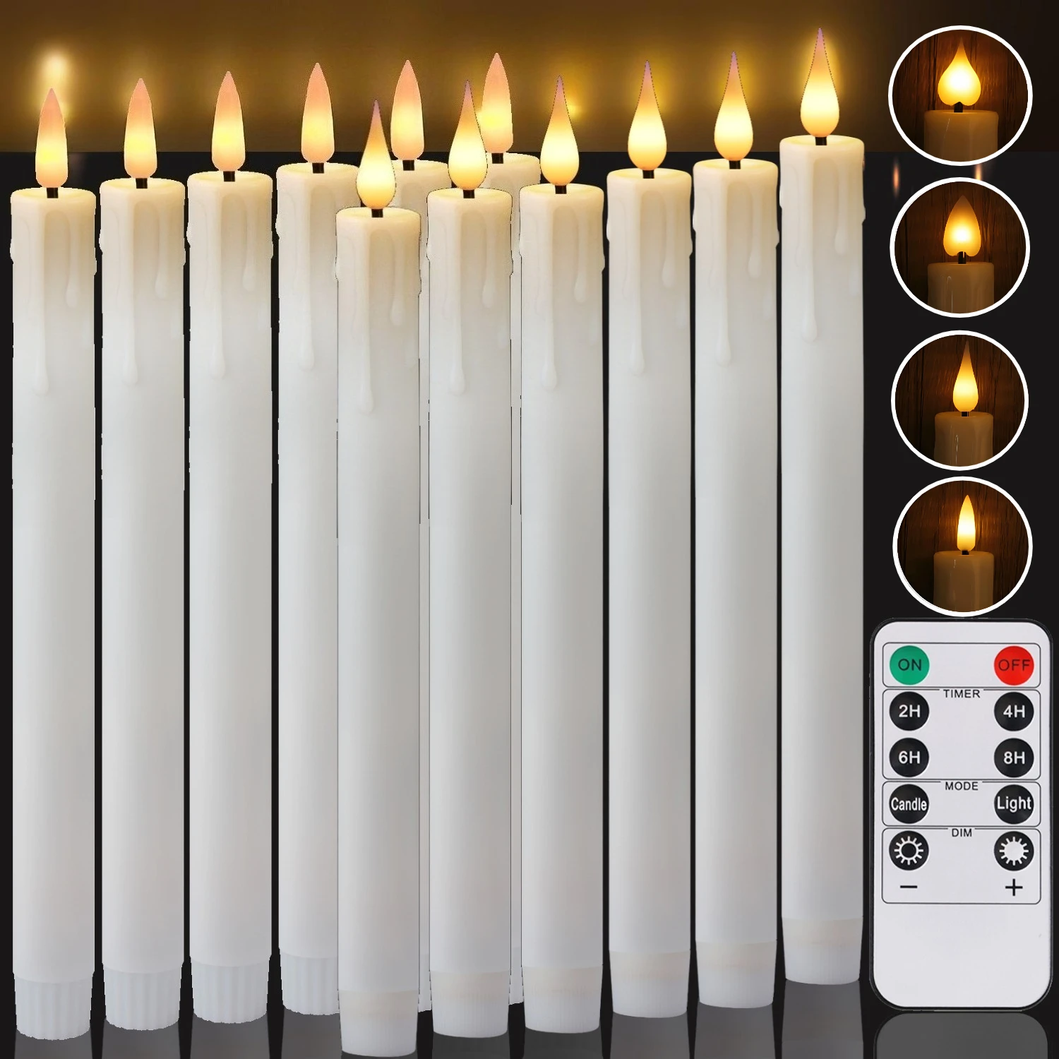 Velas Cónicas LED Flameshape – Control Remoto, Iluminación Navideña Sin Llama - imagen 2