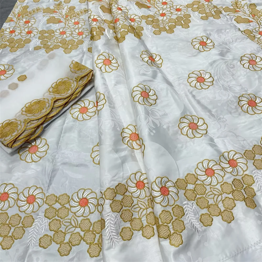 

New 5+2Yard Fragrance Embroidery African Bazin Riche Fabric 2025 High Quality Nigerian Bazin Brode Net Lace Fabric For Wedding