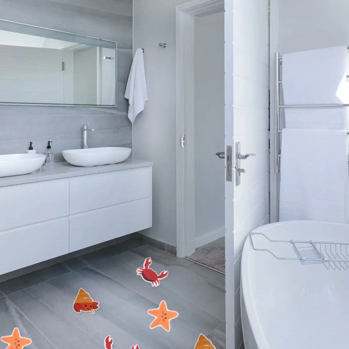 Anti Slip Bath Stickers 10PCS Cartoon Waterproof Bathtub Floor Decals for Kids Bathroom Tile Safety