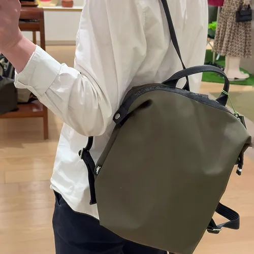 Imagen 2 del producto Nueva mochila Energy Twill de nailon con bandolera de cuero genuino, mochila versátil unisex