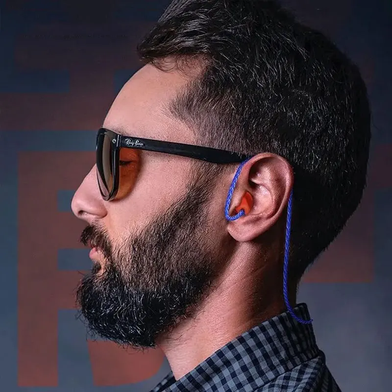 10 أزواج من سدادات الأذن السلكية القابلة لإعادة الاستخدام من السيليكون مع سدادات الأذن ذات النطاقات وإلغاء الضوضاء أثناء النوم لحماية السمع