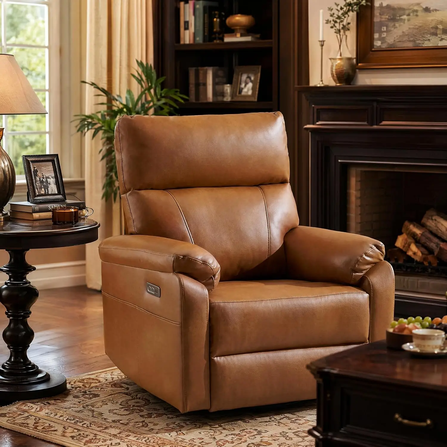 Power Recliner Chair with Adjustable Lumbar Support, Swivel Rocker Recliner with Overstuffed Armrests, Nursery, Customized
