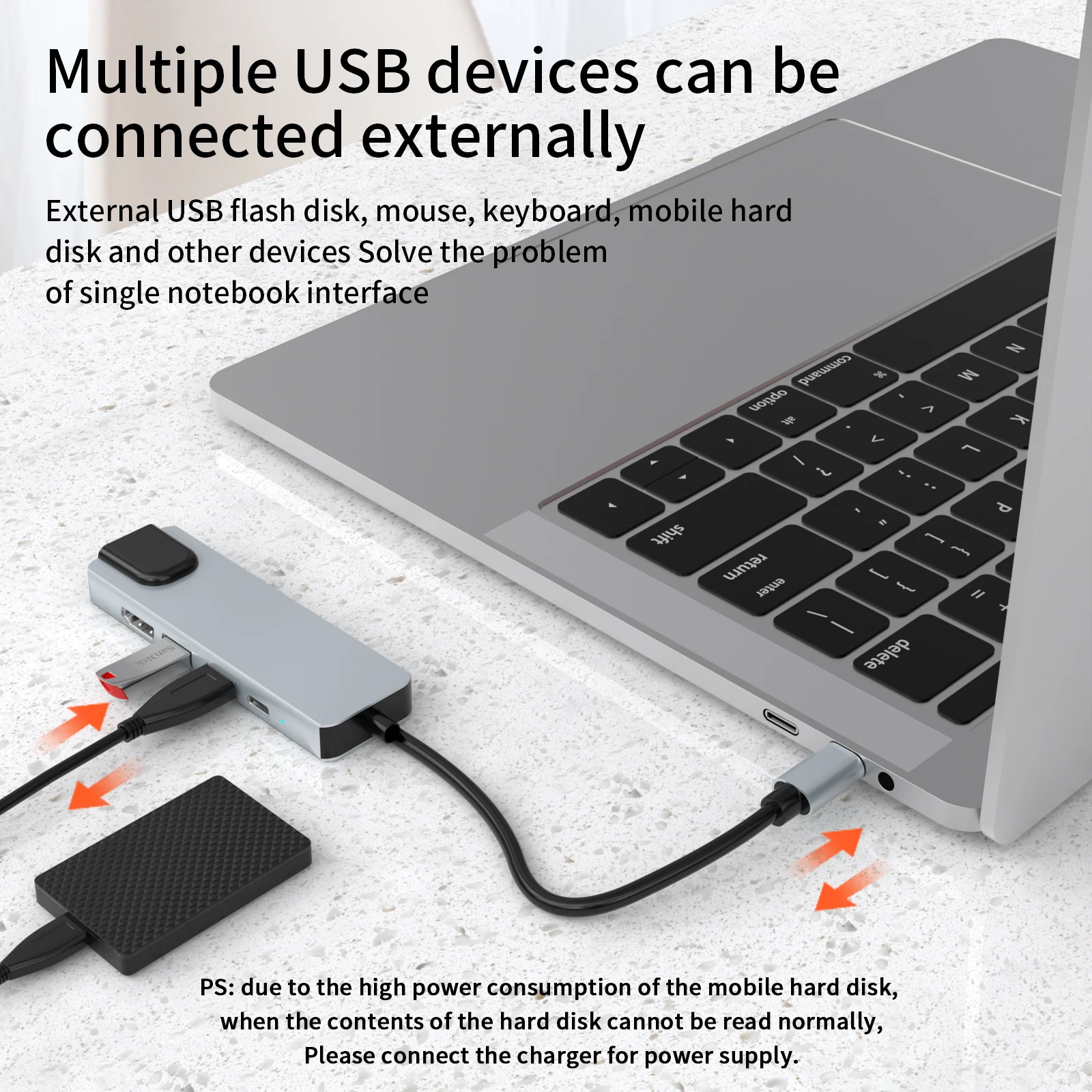 type c hub 5 port factory price HD-MI USB3.0*1 USB2.0*1 SD TF for macbook