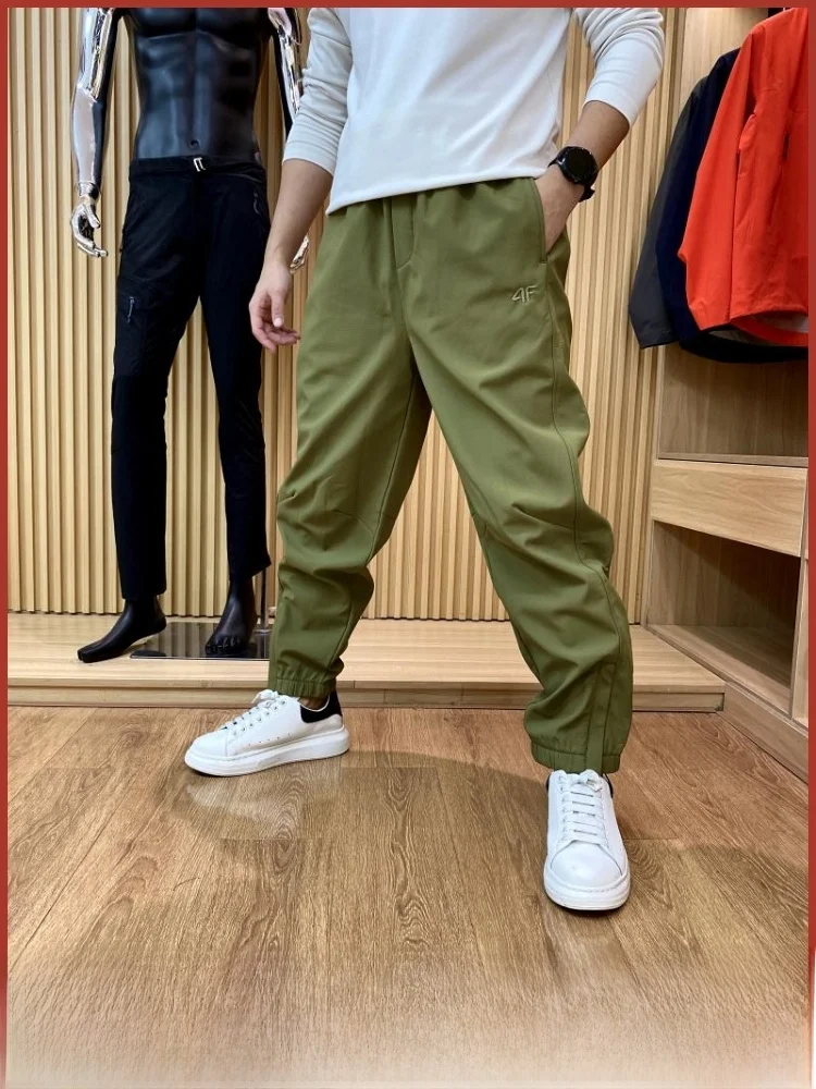 

Outdoor Men's Fce Lined Soft ell Casual Pants Zipper Cuff Windproof Waterproof Straight Leg Length Spring Autumn Faion