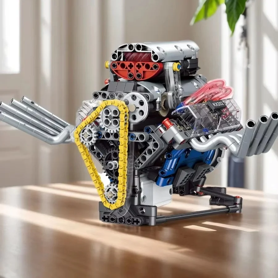 

Новинка 2025 года, 665 шт., детали V8, набор моделей блоков двигателя, сделай сам, спортивный автомобиль, мотор-головоломка, строительные блоки, игрушки, улучшают практические способности