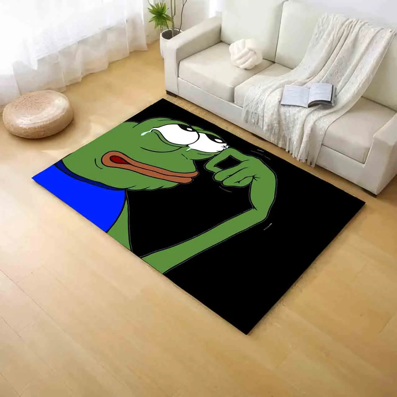 Pepe the Frog Cute and Sad Frog Non-slip Multi Function carpet Living Room Rugs Entrance Floor Rug Home Kitchen Hallway Decor