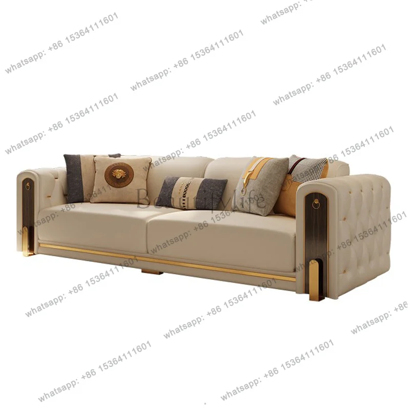 LSElegant Luxury Modern Sofa Designs Royal Set Designer Leather Sofa Lounge Loveseat Divano Soggiorno Living Room Furniture