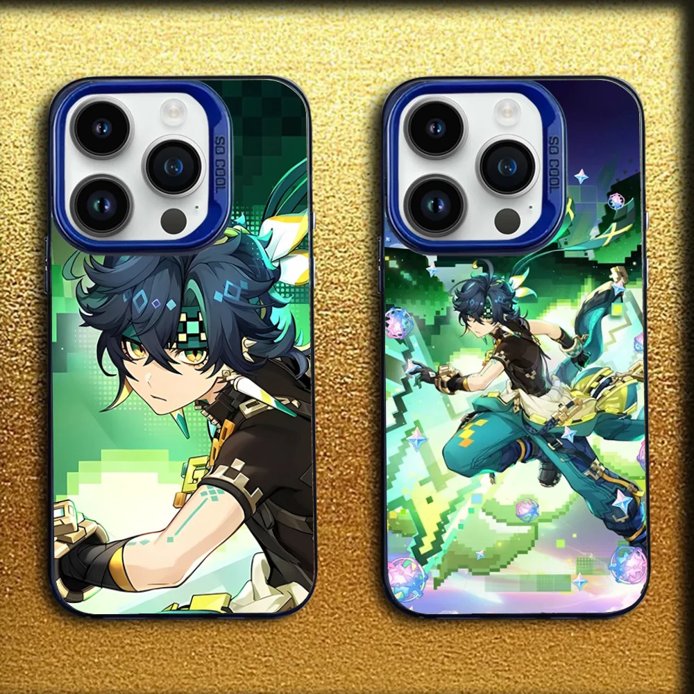 

G-Genshin Impact Kinich Phone Case For iPhone 16,15,14,13,12,11,Mini,Pro,E,MAX Blue Matte Silicone Cover