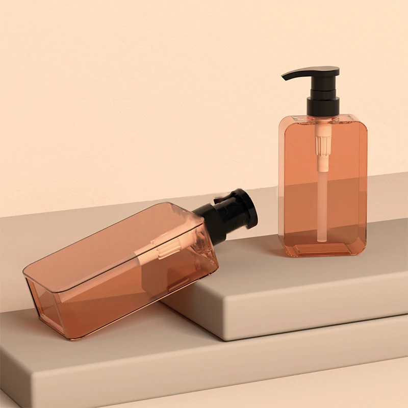 200/300ml Square Transparent Teal Liquid Dispensing Bottle Bottle Shampoo Lotion Body Wash Body Lotion Pump Bottle