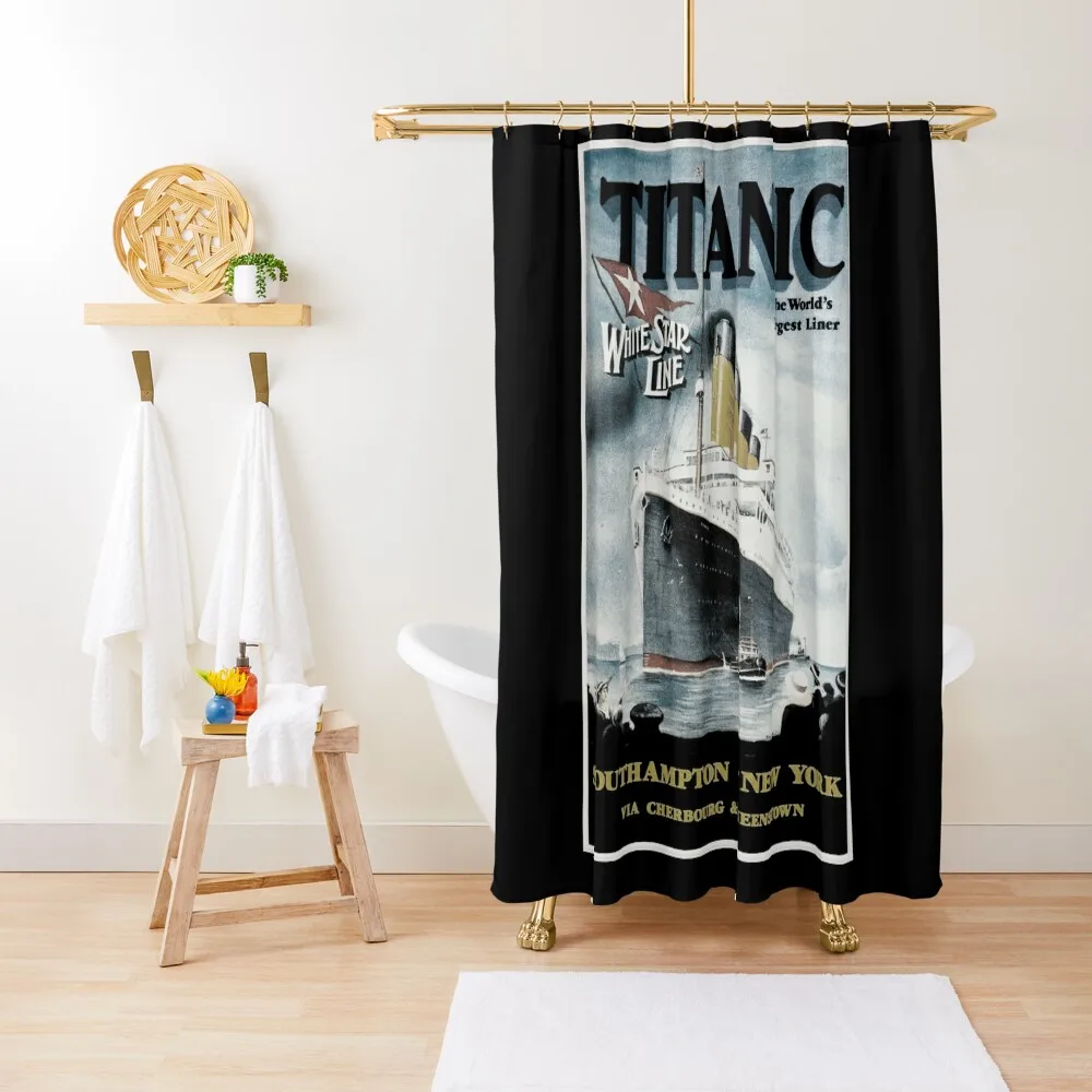 

Titanic - Vintage poster Shower Curtain Shower Bathroom Bathroom Deco Curtain