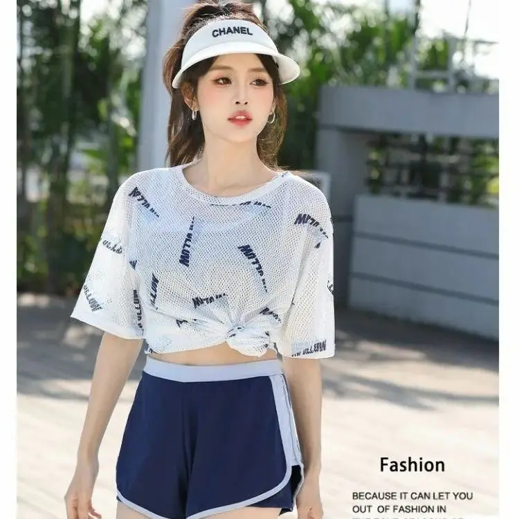 Split Hot Springs Swimsuit Female Conservative Slim Belly Flat Angle Swimming Pool Special Three Piece Swimwear