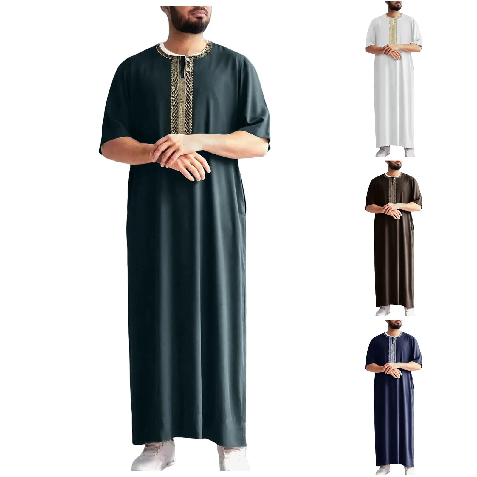 ملابس رجالية عربية إسلامية عيد رمضان قفطان دبي العربية السعودية الشرق الأوسط الجلباب مسلم قفطان الذكور الجلباب الطويل