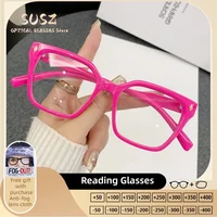 Gafas de lectura SUSZ, gafas rectangulares coloridas de primera calidad que bloquean la luz, gafas de miopía a la moda para mujer, gafas graduadas progresivas