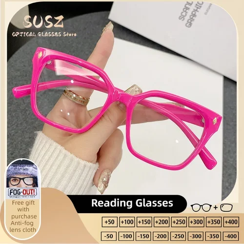 Imagen 1 del producto Gafas de lectura SUSZ, gafas rectangulares coloridas de primera calidad que bloquean la luz, gafas de miopía a la moda para mujer, gafas graduadas progresivas