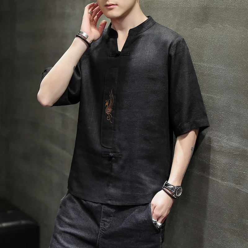 

Chinese Embroidery Linen Short Sleeve Summer Traditional Clothing Plus Size Loose T Shirt Ethnic Style Casual Oversized Top