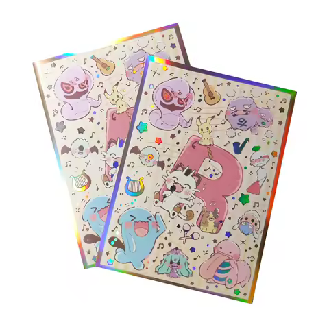 60PCS 66x91mm Trading Cards Protector Holographic Animation PTCG Card Sleeves TCG Shield Laser Card Deck Cover Standard Size
