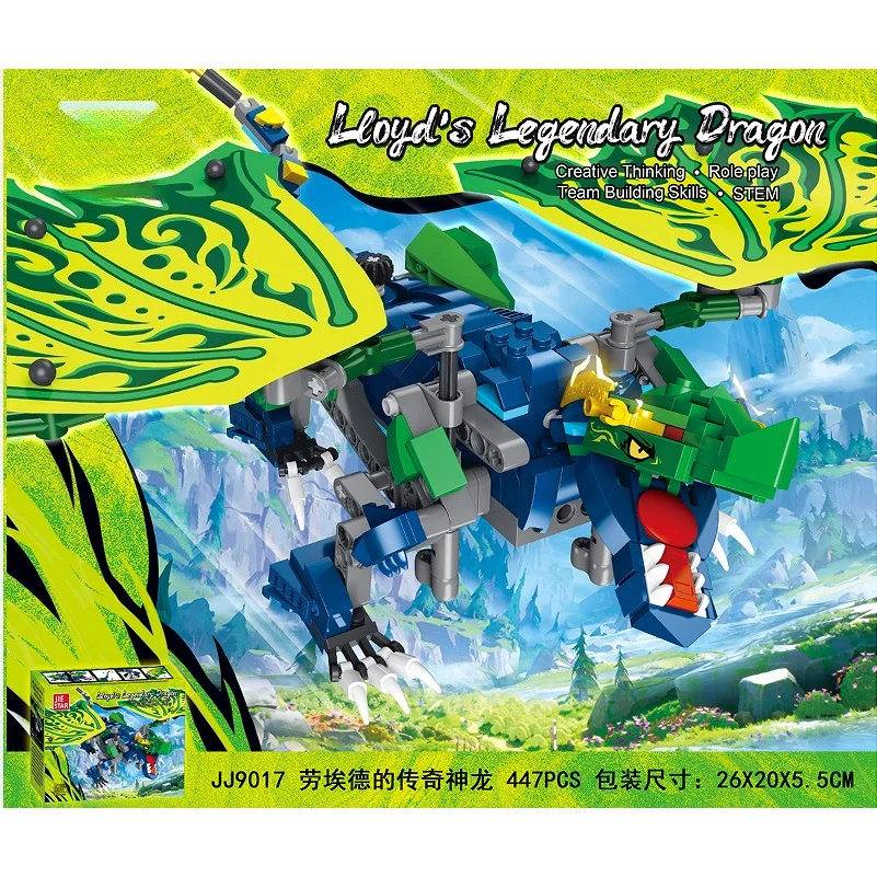 

447 шт. зеленый летающий дракон, строительные блоки, классическая модель древнего дракона, кирпичи, украшение для рабочего стола, игрушка «сделай сам» для детей, праздничные подарки