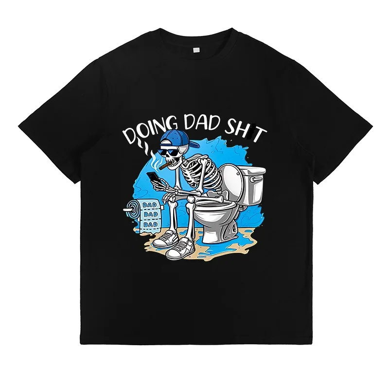 

Men's Doing Dad Sht Graphic Print Cotton T-Shirt Short Sleeve Casual Tee Streetwear Summer Fashion Tops