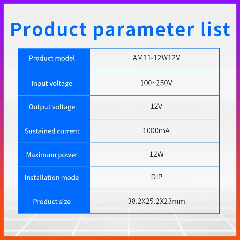 AM11-12W12V ACDC 220V to 12v1A 12W Isolated voltage regulator step-down power module