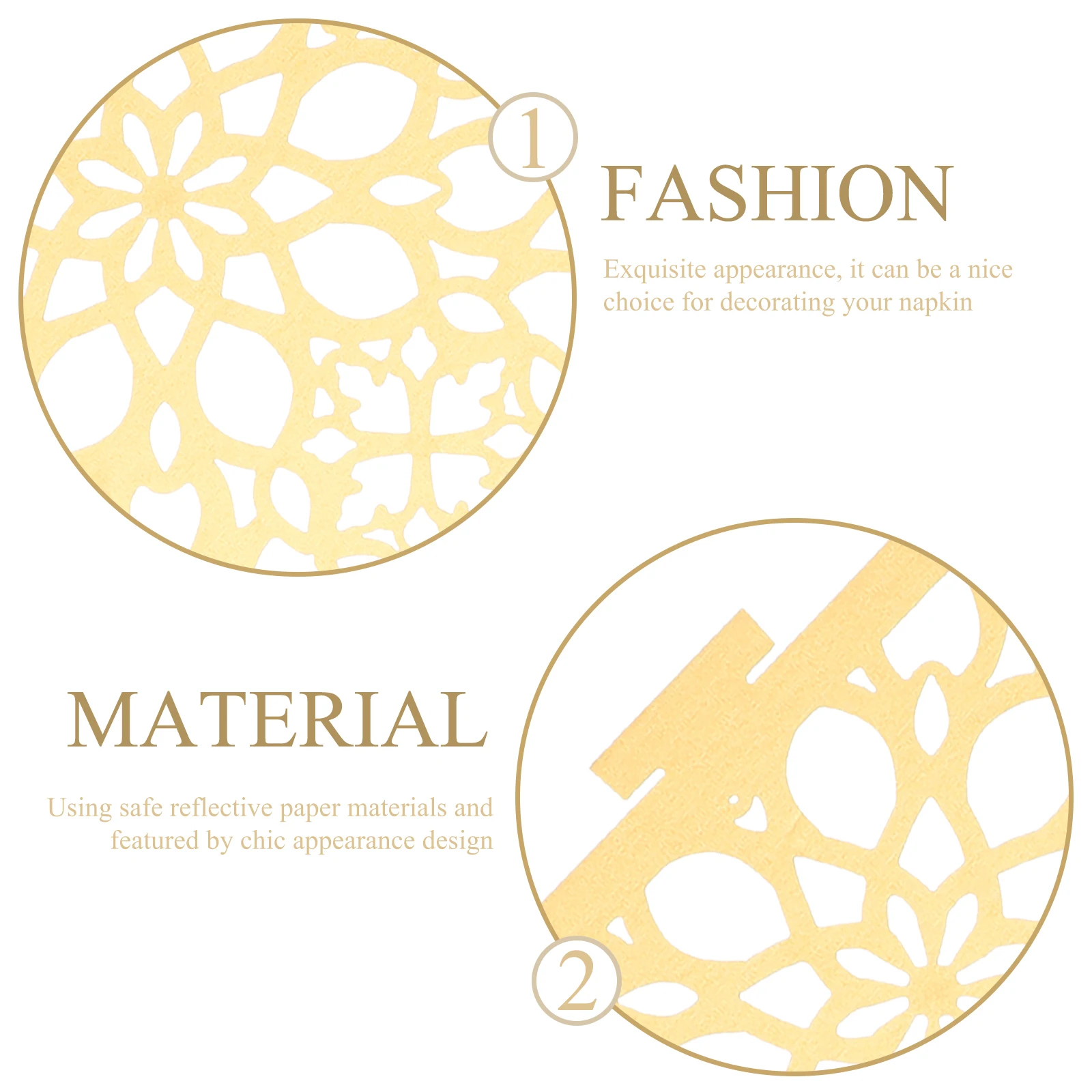 

50pcs Golden Napkin Rings Elegant Decorative Paper Serviette Buckles for Party Wedding Banquet Table Numbers 1 30