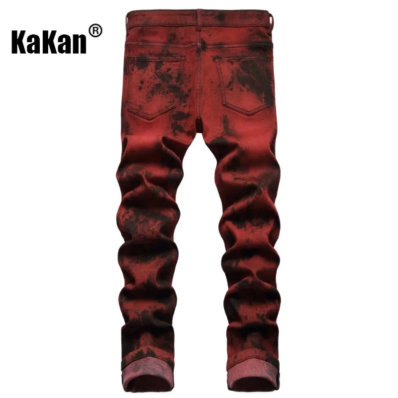 Kakan - European and American Dyed Red Brick Jeans for Men, Original Personalized Street Trendy Long Jeans K87-F843