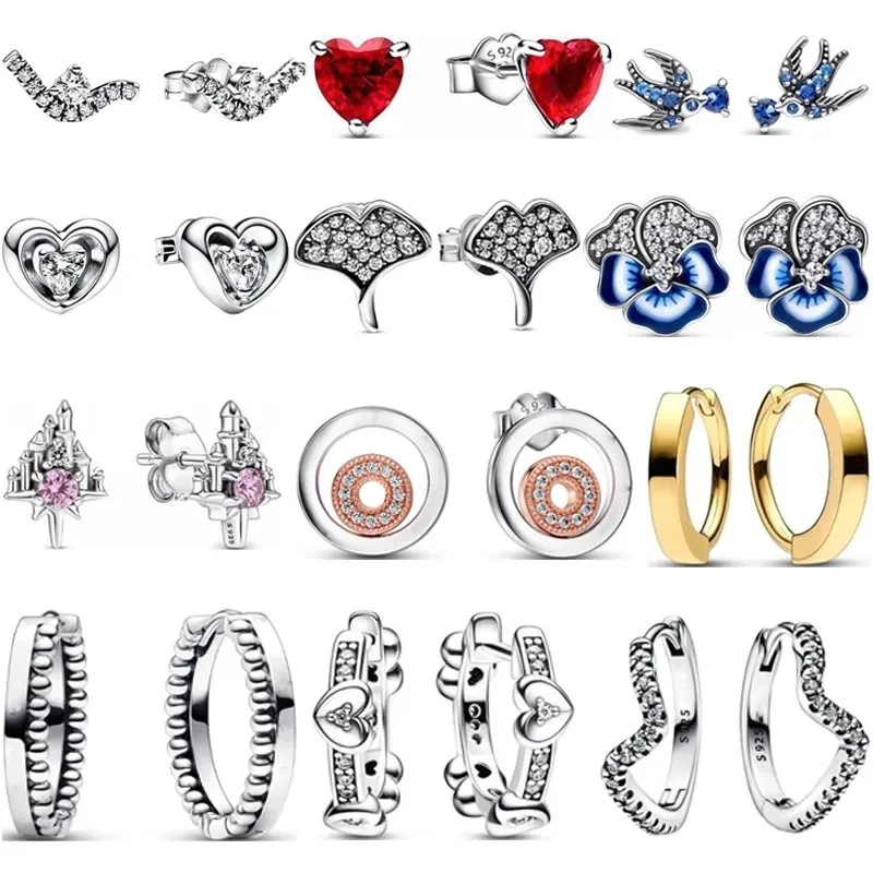 

New Hot Selling S925 Pure Silver Shiny Wave Red Women's Love Earrings Diy High Quality Hot Selling Jewelry
