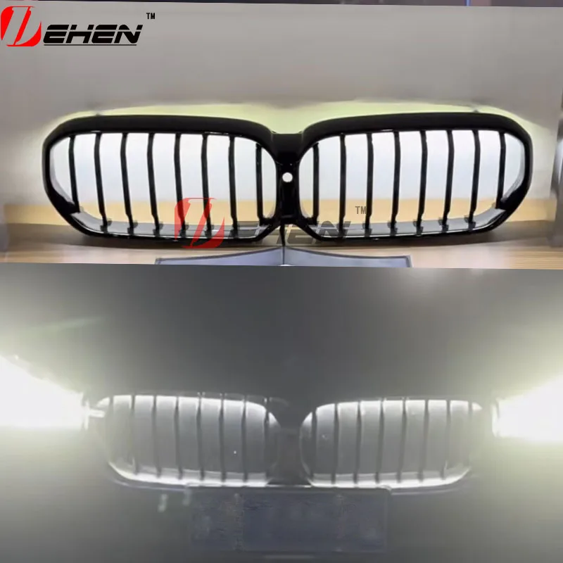 لسيارات BMW 5 Series G30 G31 G38 LCI 520i 530i 550i F90 M5 2019 - 2023 شبكة سيارة LED سوداء لامعة استبدال الشواية الأمامية