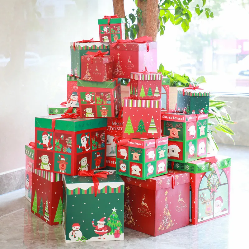 Christmas Gift Packing Gift Boxes Merry Christmas Decorative Carton For Xmas Home Party Decor Navidad New Year Candy Box Case image 2