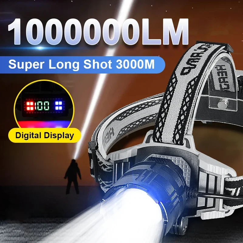 Imagem -02 - Potência Led Usb Recarregável Cabeça Lanterna Farol Mais Poderoso Super Brilhante Long Shot Zoom Farol Faróis de Pesca Alta