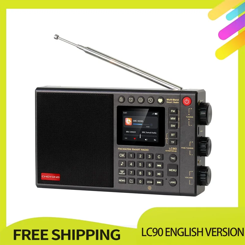 

CHOYONG LC90 Radio Bluetooth Wireless All-Band FM Radio With Card IPS Screen Subwoofer Outdoor Speaker Global Radio Receiver