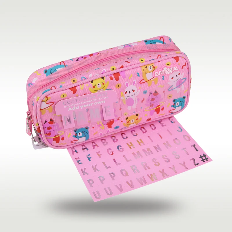 Australia Smiggle Children\'s Pencil Case Girl Cute Kawaii Clutch Bag Pink Bear School Supplies Storage Bags