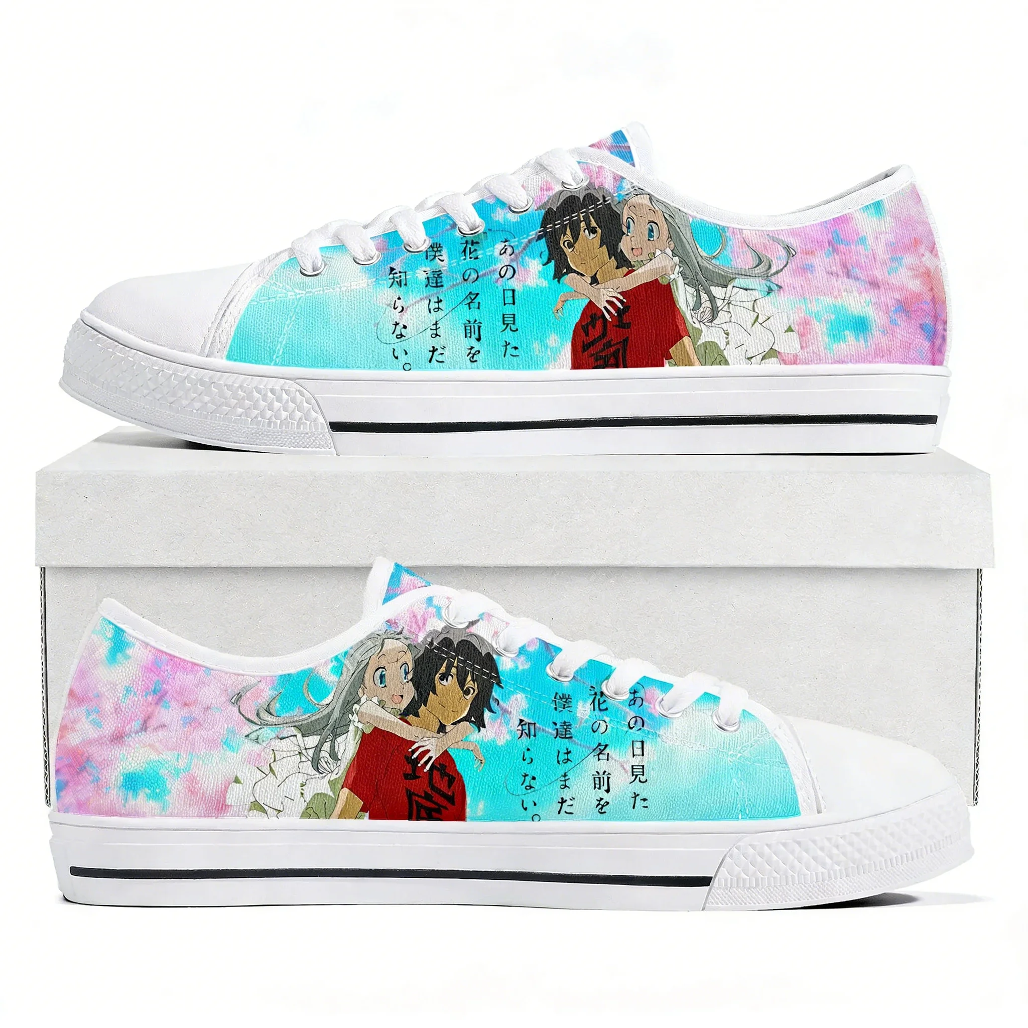 

AnoHana The Flower We Saw That Day Low Top Sneakers Mens Womens High Quality Canvas Sneaker Casual Couple Custom Shoes