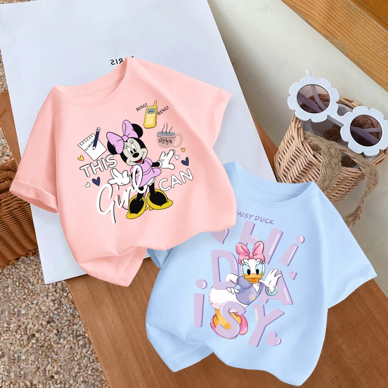 

Disney Girls' Short Sleeved T-shirt Children's Cotton White Base T-shirt Baby Girls Thin Top 2026 Summer Children's Clothing