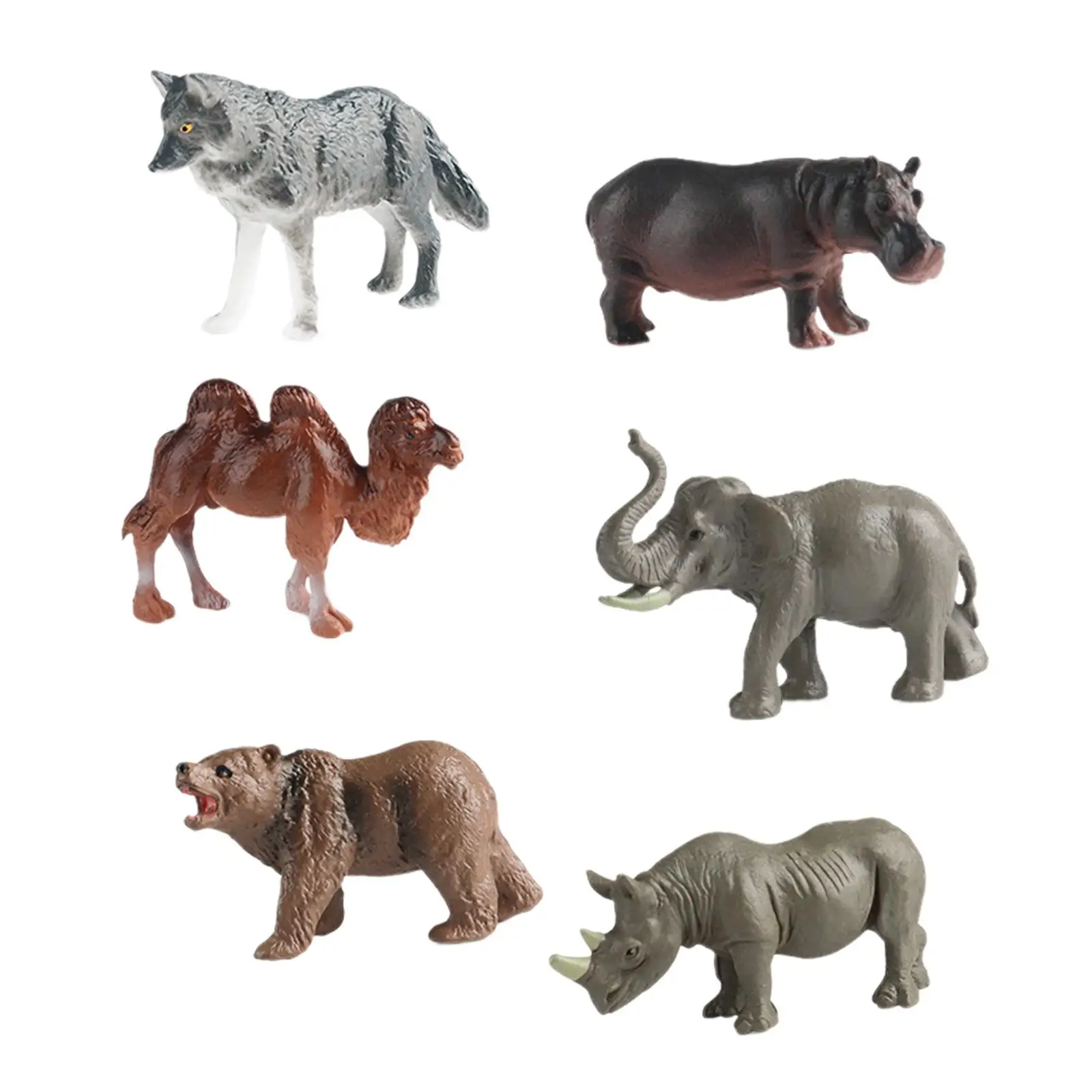 6x6 stuks dieren speelgoed beeldje dier speelset model feestartikelen verjaardagscadeaus taart topper realistisch dierenbeeld in het wild