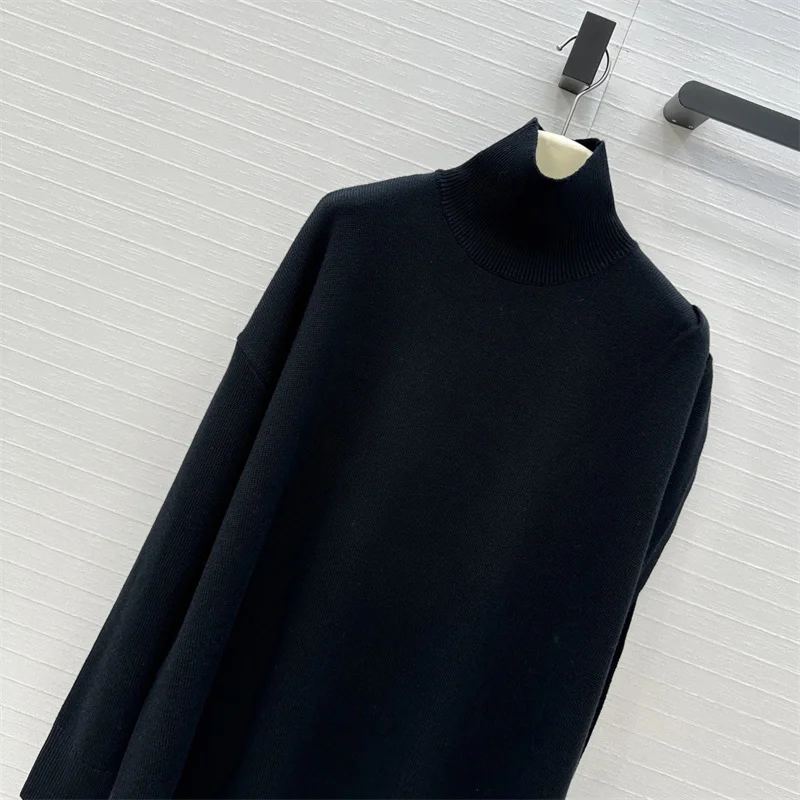 Damestrui Nieuwe elastische gebreide slim-fit top met lange mouwen voor de herfst van 2022, trui met hoge hals, wolmix, coltrui voor dames