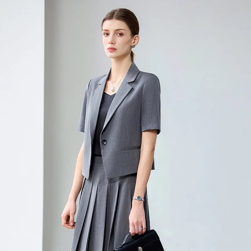 

Gray Short Sleeve Blazer for Women2025Summer New Formal Occasion Professional Wear Short Fashion Suit Dress Set